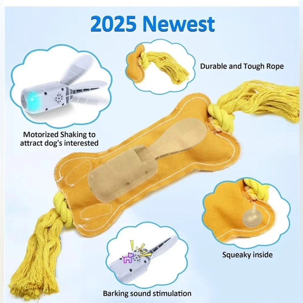 NEW Interactive Dog Toys Wiggles Tails with Squeaky, Motion Activated Dog Toy